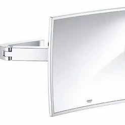 GROHE Selection Cube 8-3/4 x 8-3/4 in. Glass and Metal Cube Cosmetic Mirror in Polished Chrome