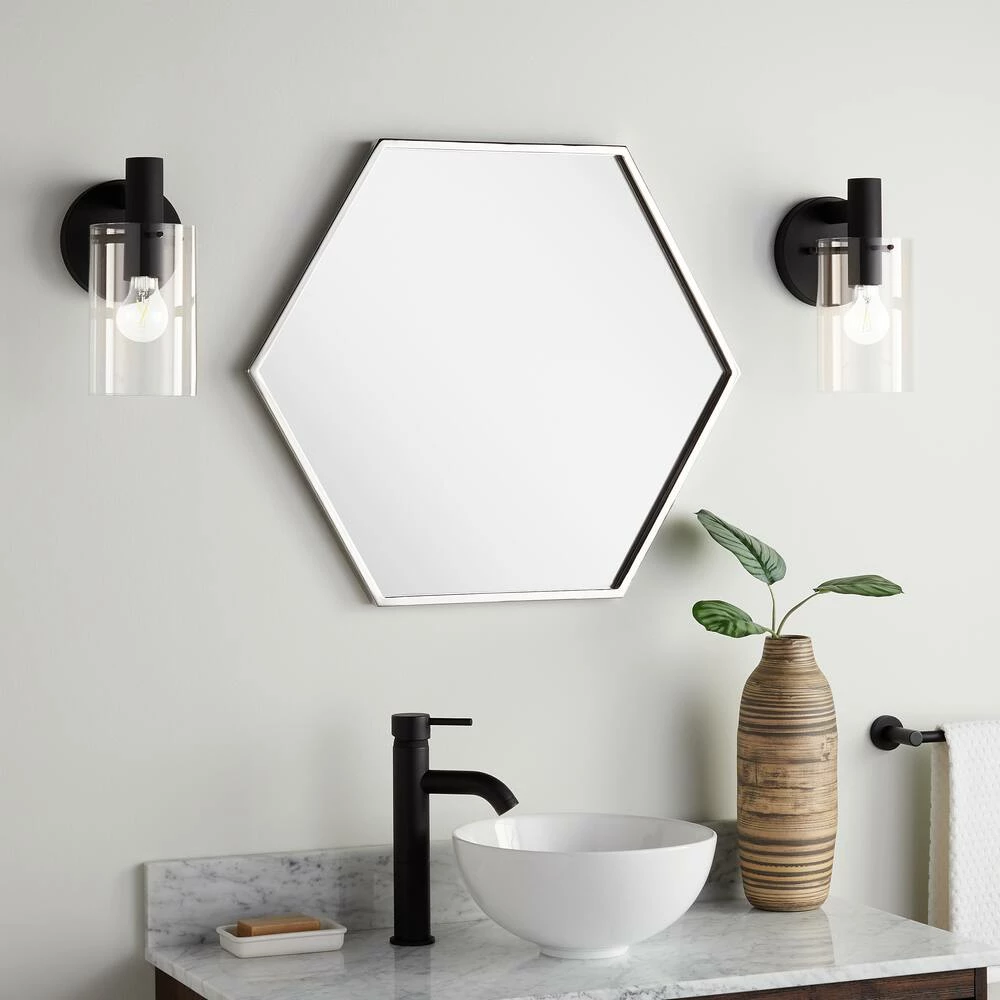 Signature Hardware Sauma 24 in. Hexagonal Vanity Mirror in Nickel 1 Signature Hardware Sauma 24 in. Hexagonal Vanity Mirror in Nickel