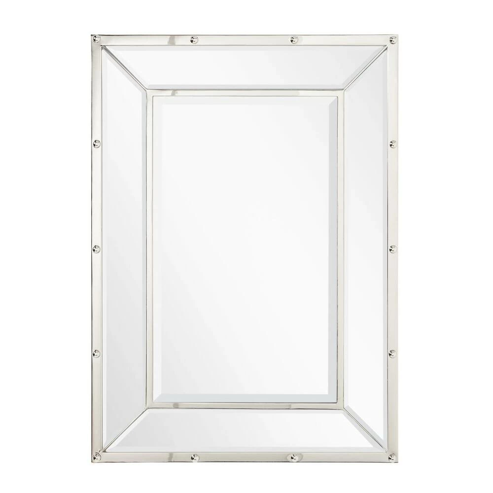 Signature Hardware Joanei 27-7/8 x 38-7/8 x 1-3/8 in. Rectangular Decorative Vanity Mirror in Nickel 4 Signature Hardware Joanei 27-7/8 x 38-7/8 x 1-3/8 in. Rectangular Decorative Vanity Mirror in Nickel - Image 4