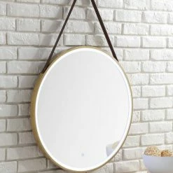 James Martin Vanities 27-5/8 in. Round LED Mirror in Brushed Gold -Lotus & Windoware, Inc. Shop Query 1060