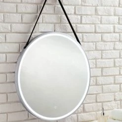 James Martin Vanities 27-5/8 in. Round LED Mirror in Brushed Nickel -Lotus & Windoware, Inc. Shop Query 1066