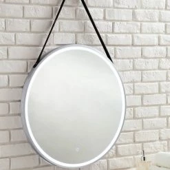 James Martin Vanities 27-5/8 in. Round LED Mirror in Brushed Nickel -Lotus & Windoware, Inc. Shop Query 1067