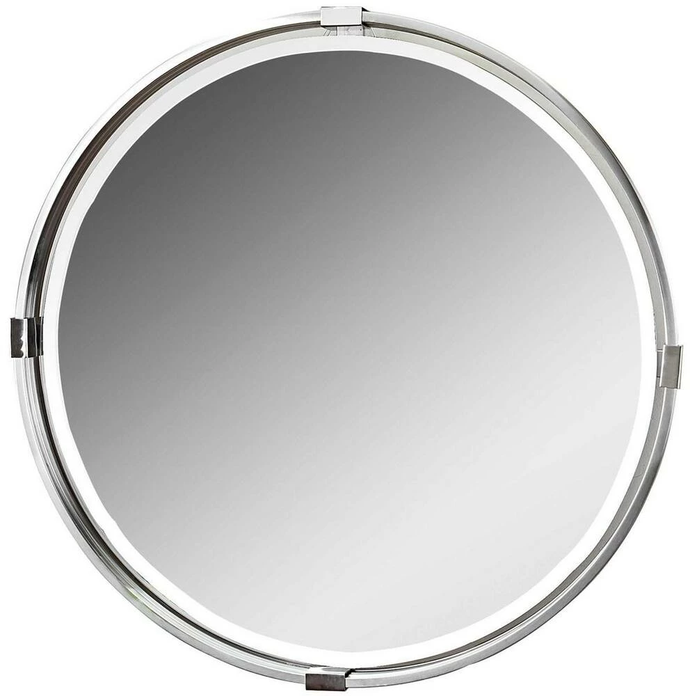 Uttermost Company Tazlina 30 x 30 in. Frame Round Mirror in Polished Nickel 1 Uttermost Company Tazlina 30 x 30 in. Frame Round Mirror in Polished Nickel