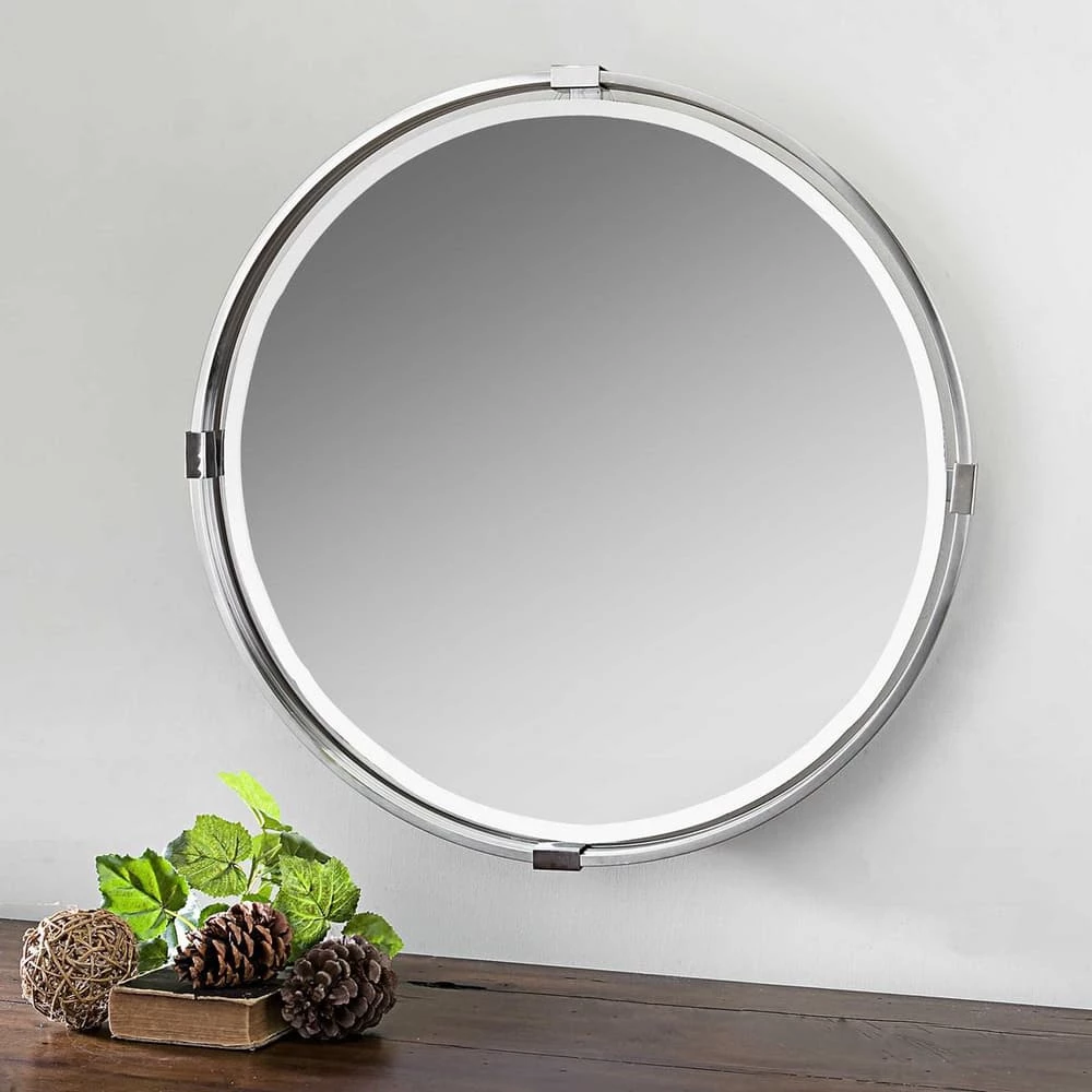 Uttermost Company Tazlina 30 x 30 in. Frame Round Mirror in Polished Nickel 2 Uttermost Company Tazlina 30 x 30 in. Frame Round Mirror in Polished Nickel - Image 2