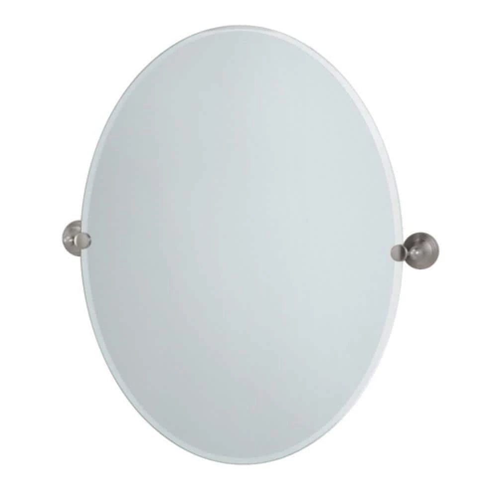 Gatco Charlotte 32 x 24 in. Frameless Oval Mirror in Satin Nickel 1 Gatco Charlotte 32 x 24 in. Frameless Oval Mirror in Satin Nickel