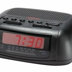 Sunbeam Hospitality 3W AM/FM Alarm Clock Radio with 0.6 in. LED Display and PM Indicator Night Light in Black