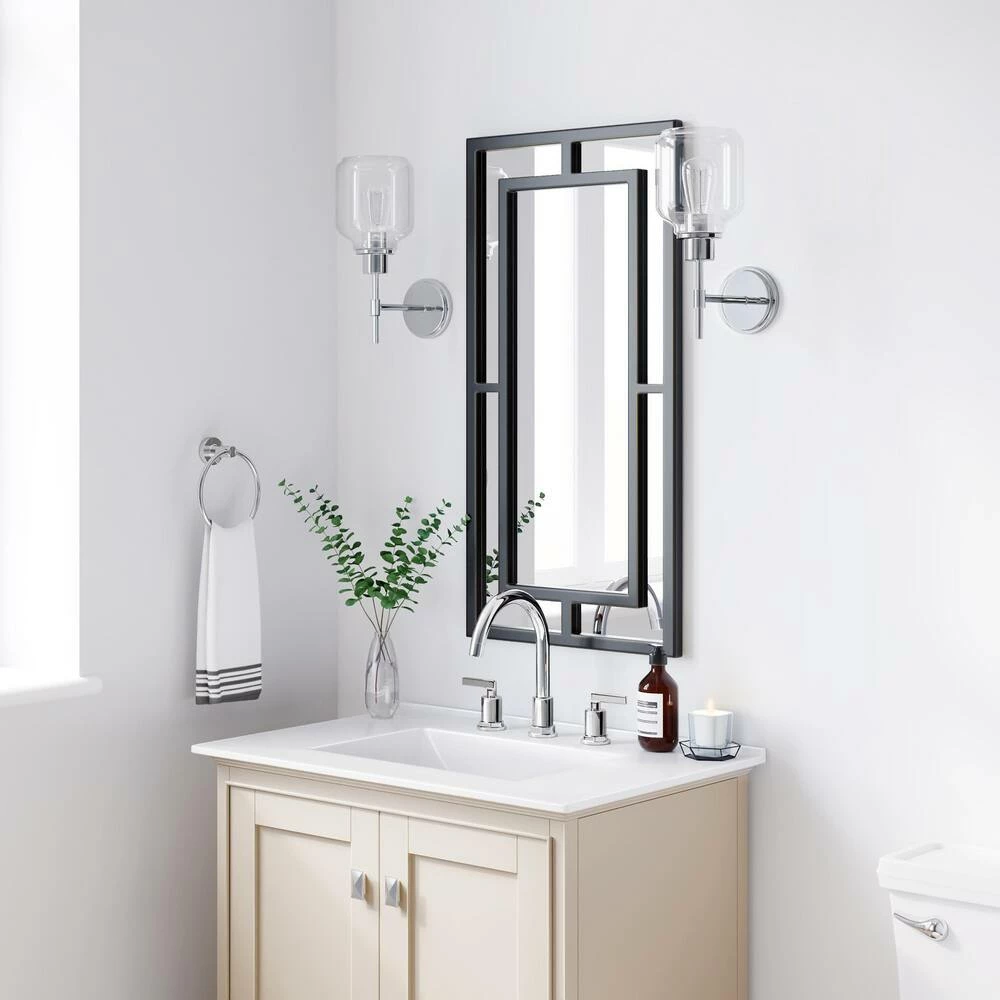 Signature Hardware Austi 18 x 36 x 1 in. Rectangular Decorative Vanity Mirror in Black Powder Coat with Gold Lining 6 Signature Hardware Austi 18 x 36 x 1 in. Rectangular Decorative Vanity Mirror in Black Powder Coat with Gold Lining - Image 6