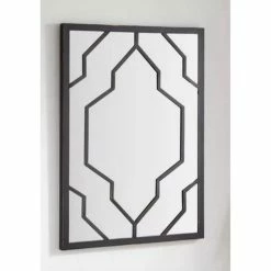 Signature Hardware Lapilli 30 in. Iron Vanity Mirror in Black Powder Coat