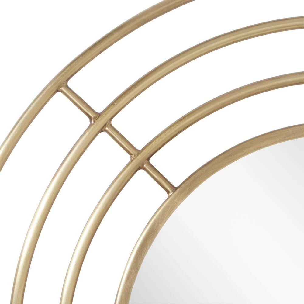 Signature Hardware Reka 30-3/4 x 7/8 in. Round Decorative Vanity Mirror in Antique Brass 4 Signature Hardware Reka 30-3/4 x 7/8 in. Round Decorative Vanity Mirror in Antique Brass - Image 4