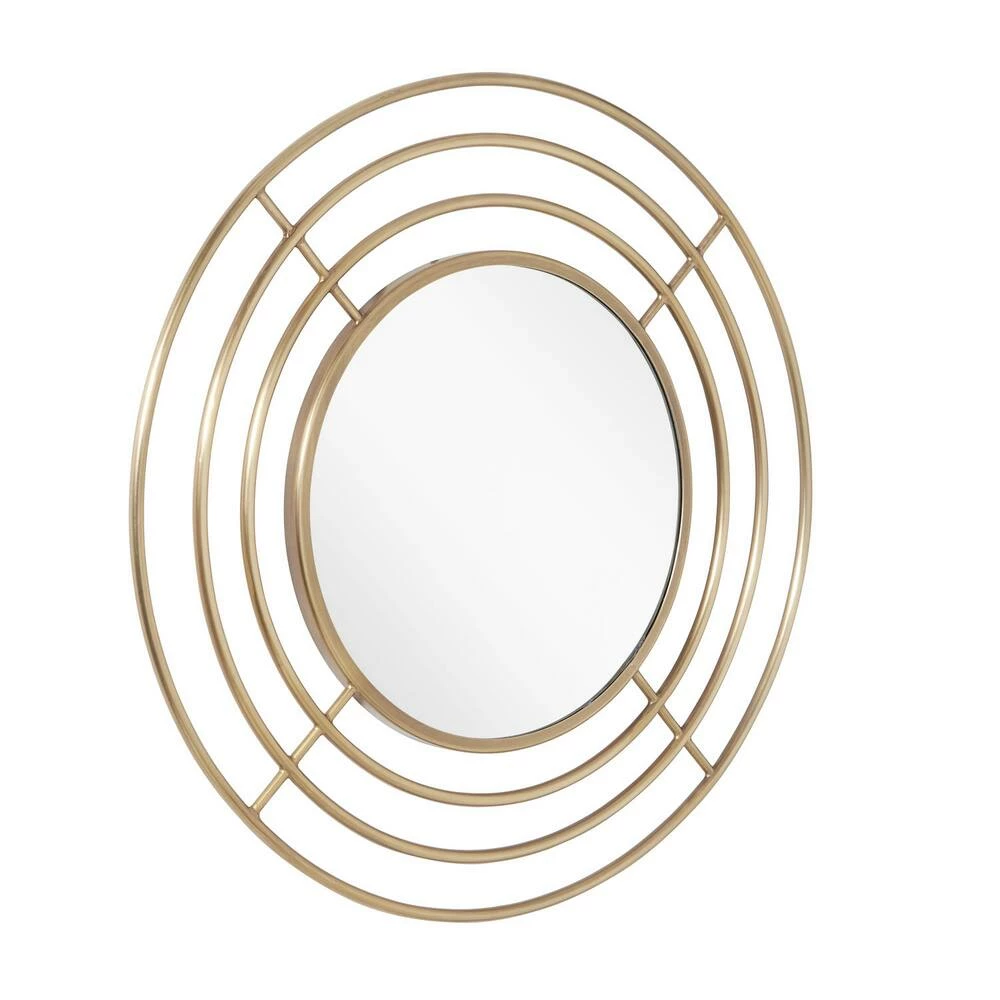 Signature Hardware Reka 30-3/4 x 7/8 in. Round Decorative Vanity Mirror in Antique Brass 5 Signature Hardware Reka 30-3/4 x 7/8 in. Round Decorative Vanity Mirror in Antique Brass - Image 5