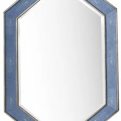 James Martin Vanities Tangent 30 in. Mirror, Silver with Delft Blue