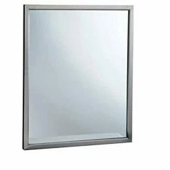 Bobrick 36 in. Welded Frame Tempered Glass Mirror in Satin