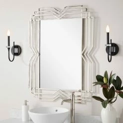 Signature Hardware Solandra 29-3/4 x 39-5/8 x 1 in. Rectangular Decorative Vanity Mirror in Black Powder Coat 9 Signature Hardware Solandra 29-3/4 x 39-5/8 x 1 in. Rectangular Decorative Vanity Mirror in Black Powder Coat -Lotus & Windoware, Inc. Shop Query 1229