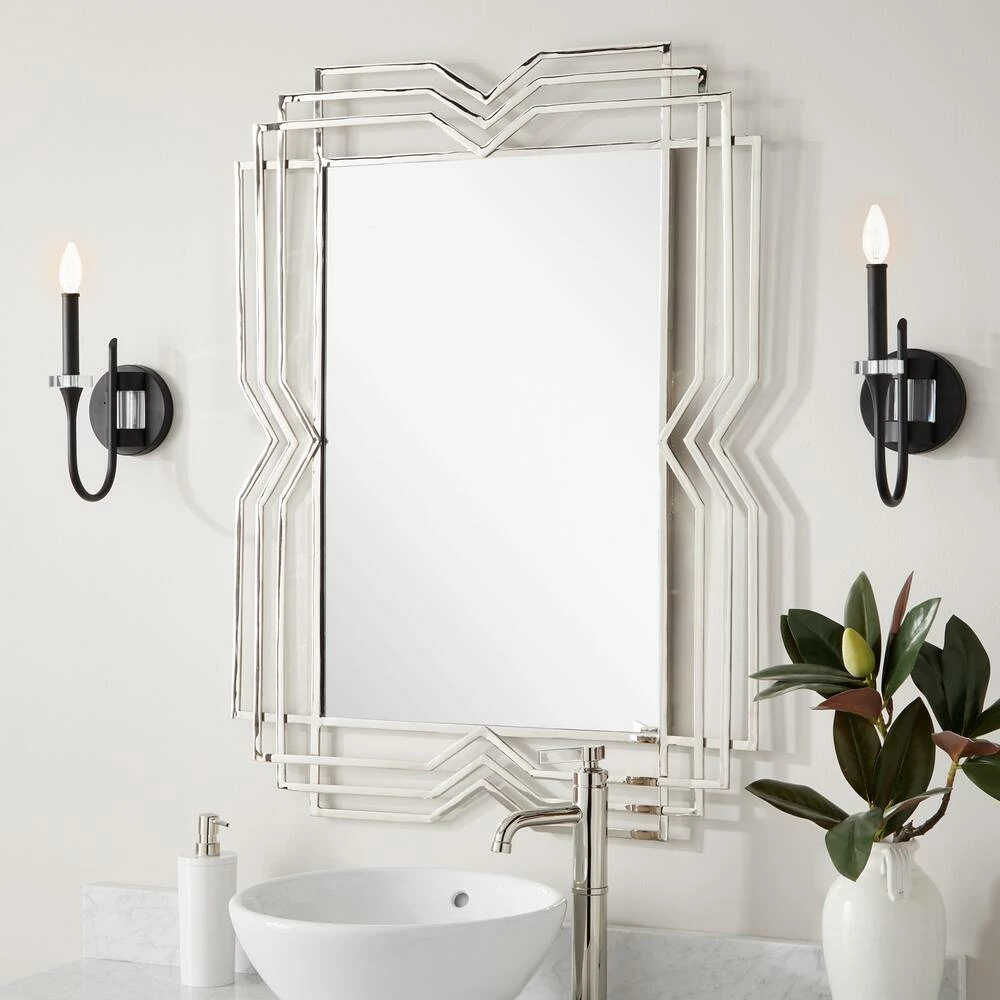 Signature Hardware Solandra 29-3/4 x 39-5/8 x 1 in. Rectangular Decorative Vanity Mirror in Black Powder Coat 5 Signature Hardware Solandra 29-3/4 x 39-5/8 x 1 in. Rectangular Decorative Vanity Mirror in Black Powder Coat - Image 5