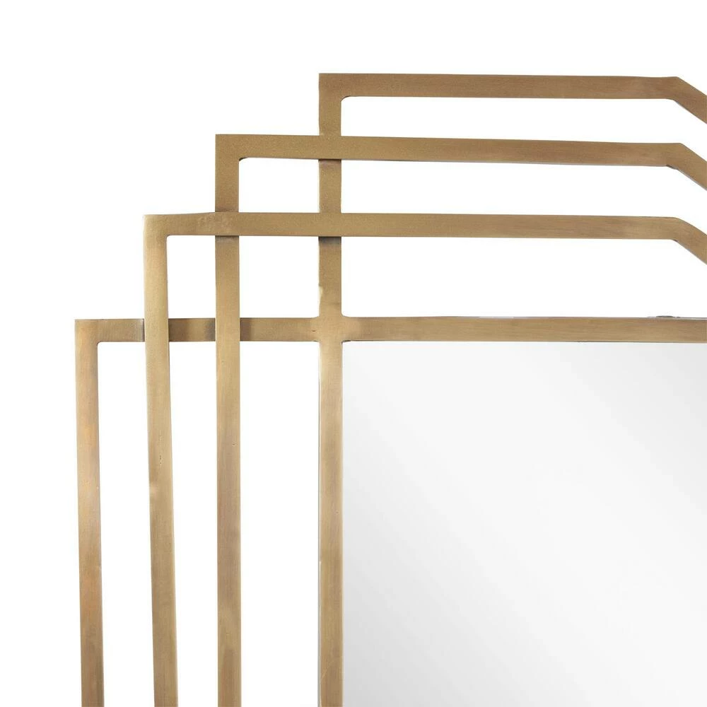 Signature Hardware Solandra 29-3/4 x 39-5/8 x 1 in. Rectangular Decorative Vanity Mirror in Antique Brass 4 Signature Hardware Solandra 29-3/4 x 39-5/8 x 1 in. Rectangular Decorative Vanity Mirror in Antique Brass - Image 4
