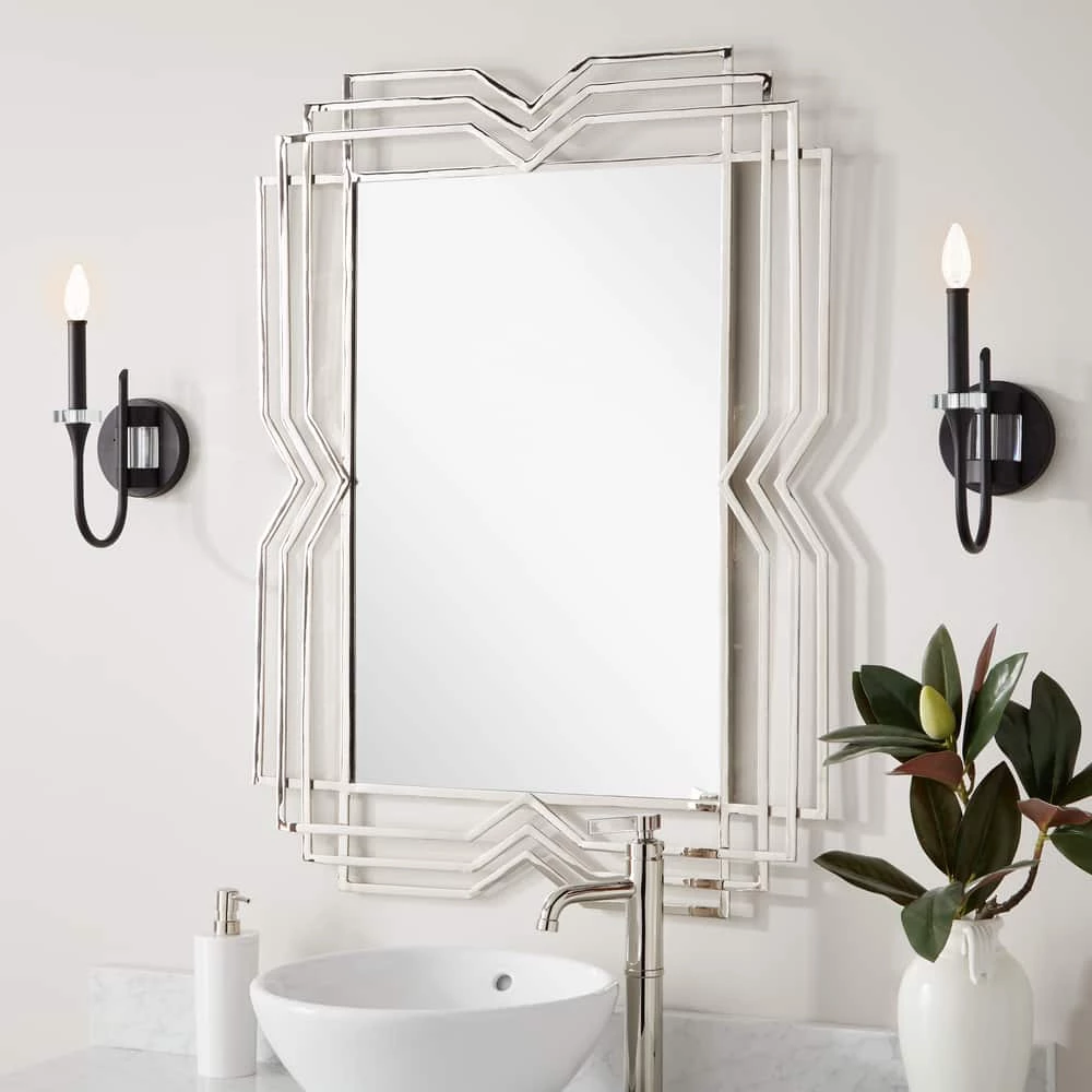 Signature Hardware Solandra 29-3/4 x 39-5/8 x 1 in. Rectangular Decorative Vanity Mirror in Nickel 1 Signature Hardware Solandra 29-3/4 x 39-5/8 x 1 in. Rectangular Decorative Vanity Mirror in Nickel