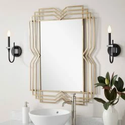 Signature Hardware Solandra 29-3/4 x 39-5/8 x 1 in. Rectangular Decorative Vanity Mirror in Nickel 9 Signature Hardware Solandra 29-3/4 x 39-5/8 x 1 in. Rectangular Decorative Vanity Mirror in Nickel -Lotus & Windoware, Inc. Shop Query 1240