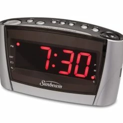 Sunbeam Hospitality 100/240V Clock Radio with Insta-Set, 1.2 in. LED Display and Auxiliary Audio Jack in Black