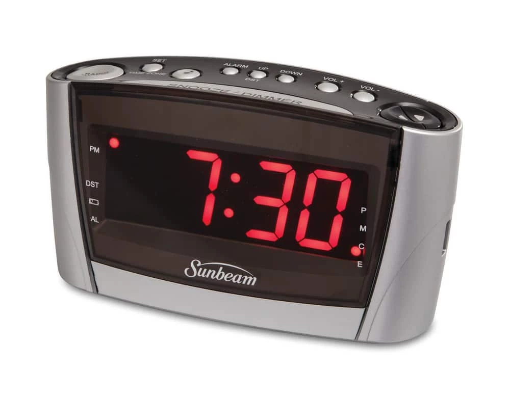 Sunbeam Hospitality 100/240V Clock Radio with Insta-Set, 1.2 in. LED Display and Auxiliary Audio Jack in Black 1 Sunbeam Hospitality 100/240V Clock Radio with Insta-Set, 1.2 in. LED Display and Auxiliary Audio Jack in Black