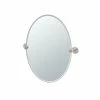 Gatco Marina 19-1/2 x 26-1/2 in. Brass Wall Mount Oval Frameless Mirror in Satin Nickel