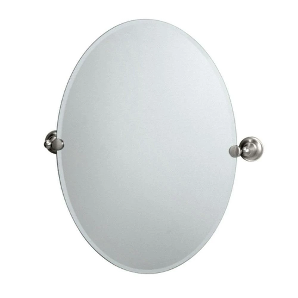 Gatco Tiara 26-1/2 in. Oval Mirror in Satin Nickel 1 Gatco Tiara 26-1/2 in. Oval Mirror in Satin Nickel