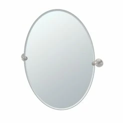 Gatco Marina 28-1/2 in. Large Framed Oval Mirror in Satin Nickel