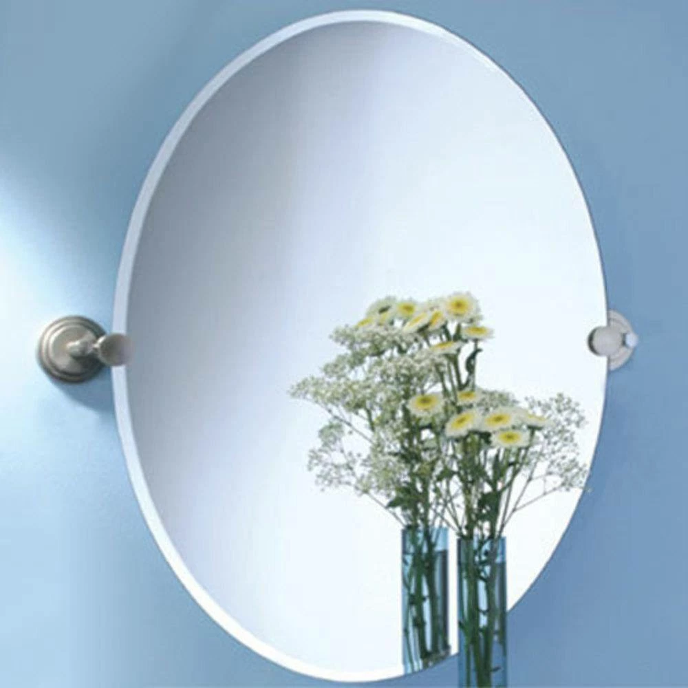Gatco Marina 28-1/2 in. Large Framed Oval Mirror in Satin Nickel 2 Gatco Marina 28-1/2 in. Large Framed Oval Mirror in Satin Nickel - Image 2