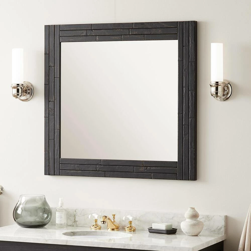 Signature Hardware Ansel 36 in. Rectangular Vanity Mirror in Rustic Black 1 Signature Hardware Ansel 36 in. Rectangular Vanity Mirror in Rustic Black