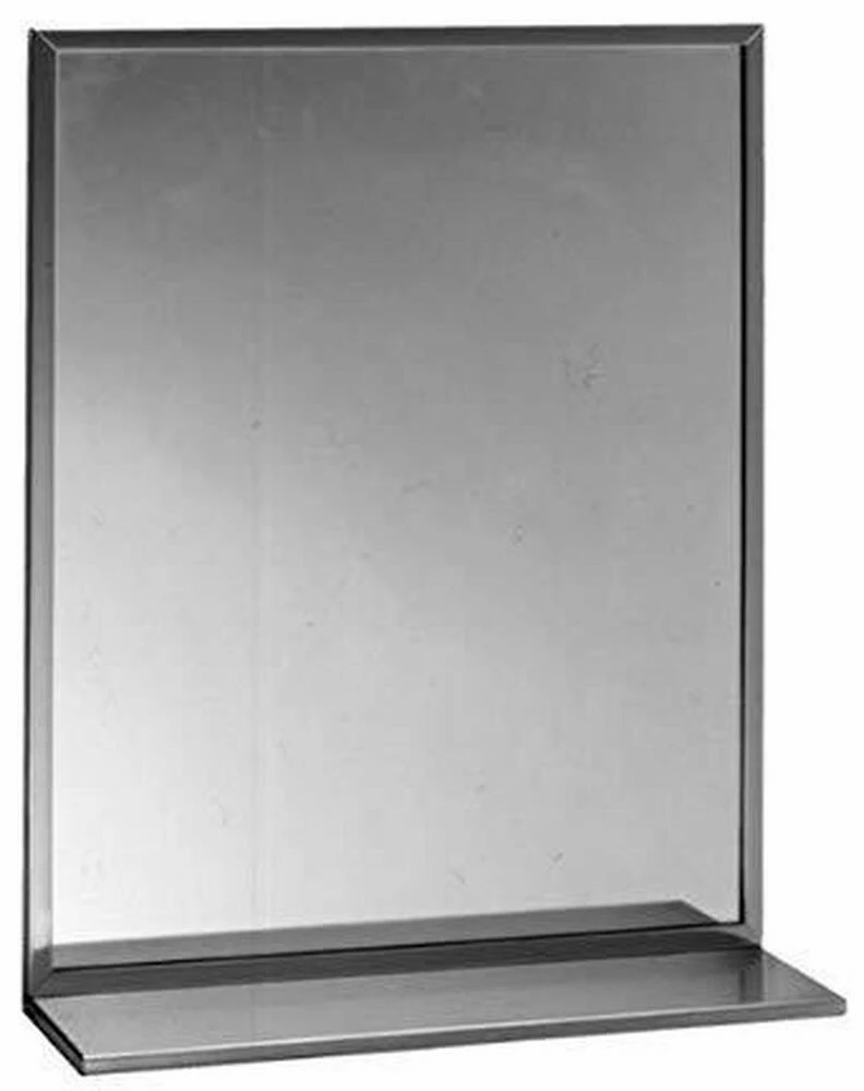 Bobrick 24 x 18 in. Stainless Steel Channel Frame Mirror with Shelf 1 Bobrick 24 x 18 in. Stainless Steel Channel Frame Mirror with Shelf