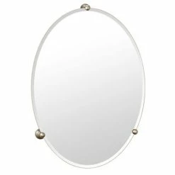 Gatco 27 x 20 in. Frameless Oval Mirror in Satin Nickel
