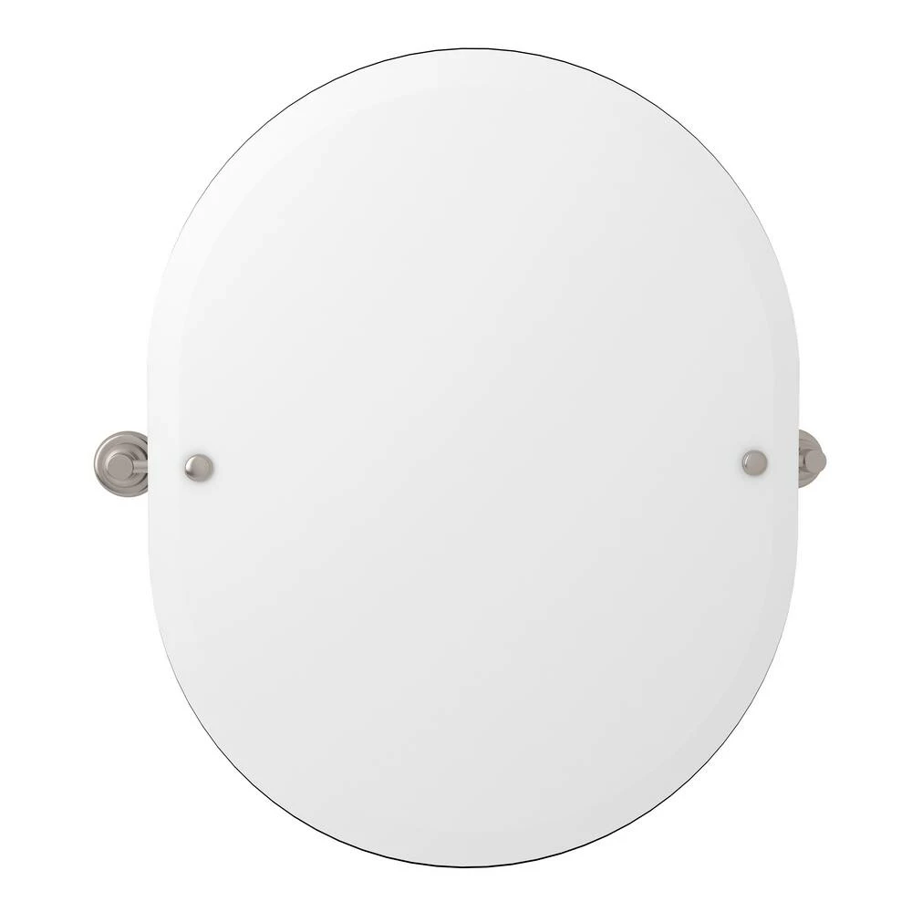 Perrin & Rowe Matheson™ 24-1/2 X 23-3/8 in. Oval Frameless Mirror in Satin Nickel 1 Perrin & Rowe Matheson™ 24-1/2 X 23-3/8 in. Oval Frameless Mirror in Satin Nickel
