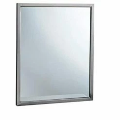 Bobrick 30 in. Welded Frame Tempered Glass Mirror in Satin