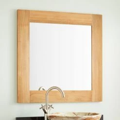 Signature Hardware Bastian 30 in. Teak Vanity Mirror in Natural Wood