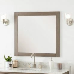 Signature Hardware Fallbrook 34 in. Rectangular Vanity Mirror in Ash Brown