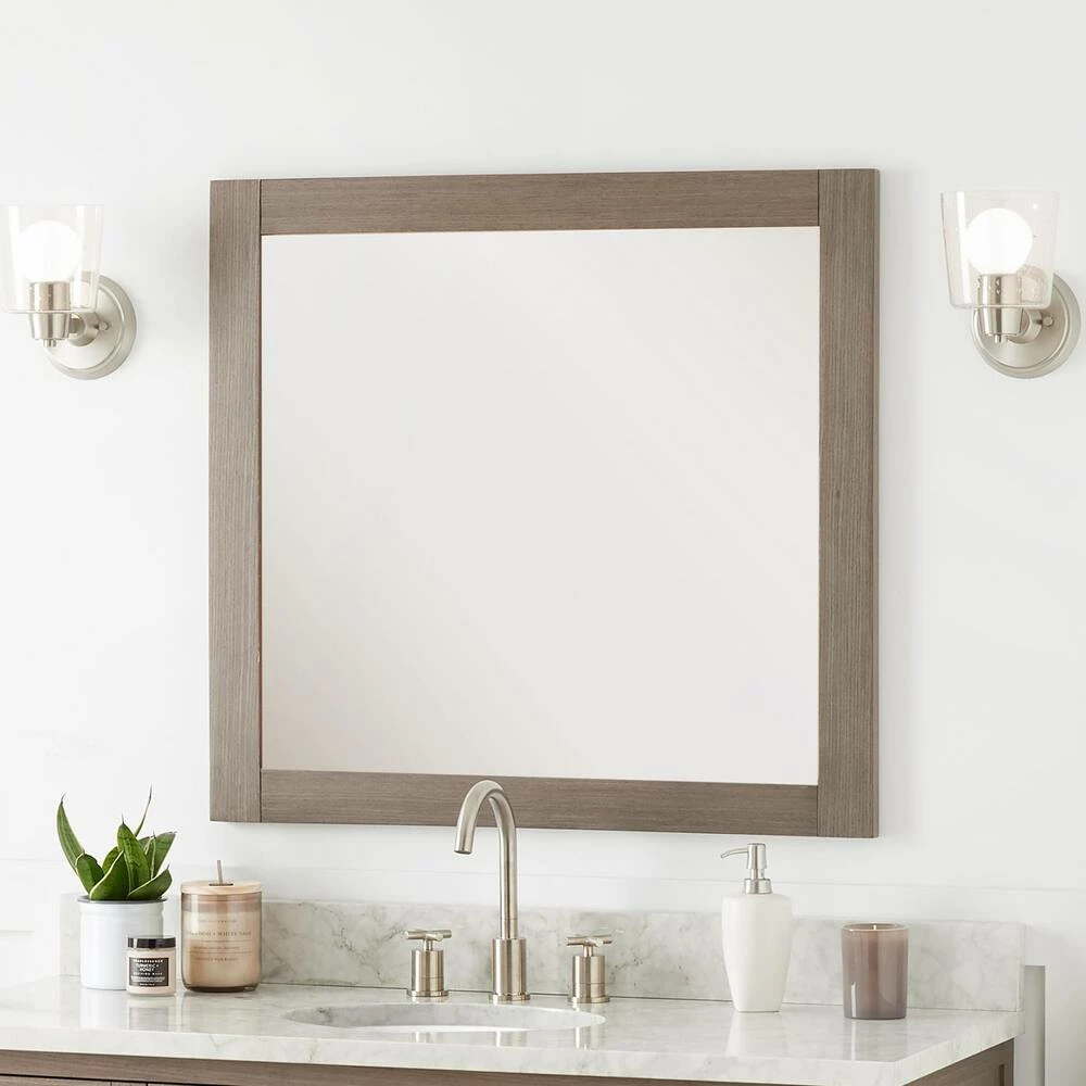 Signature Hardware Fallbrook 34 in. Rectangular Vanity Mirror in Ash Brown 1 Signature Hardware Fallbrook 34 in. Rectangular Vanity Mirror in Ash Brown