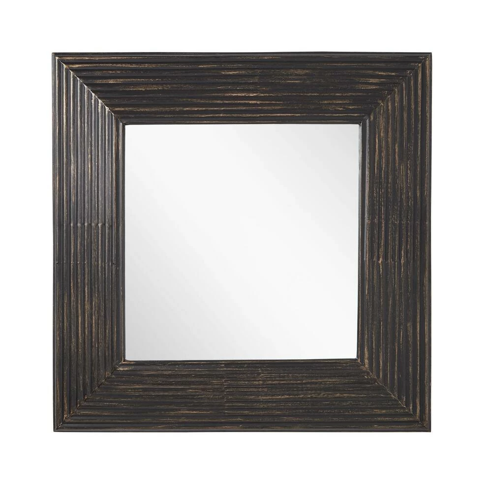 Signature Hardware Moorcroft 29-1/4 x 29-1/4 x 3-1/2 in. Square Decorative Vanity Mirror in Black Powder Coat with Gold Lining 4 Signature Hardware Moorcroft 29-1/4 x 29-1/4 x 3-1/2 in. Square Decorative Vanity Mirror in Black Powder Coat with Gold Lining - Image 4