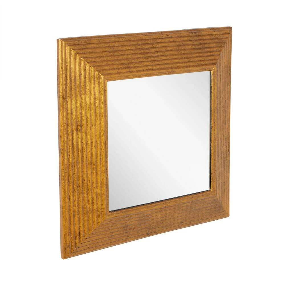 Signature Hardware Moorcroft 29-1/4 x 29-1/4 x 3-1/2 in. Square Decorative Vanity Mirror in Gold Powder Coat 3 Signature Hardware Moorcroft 29-1/4 x 29-1/4 x 3-1/2 in. Square Decorative Vanity Mirror in Gold Powder Coat - Image 3