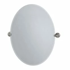 Gatco 32 x 23-1/2 in. Oval Mirror in Satin Nickel