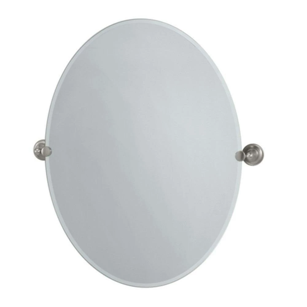 Gatco 32 x 23-1/2 in. Oval Mirror in Satin Nickel 1 Gatco 32 x 23-1/2 in. Oval Mirror in Satin Nickel