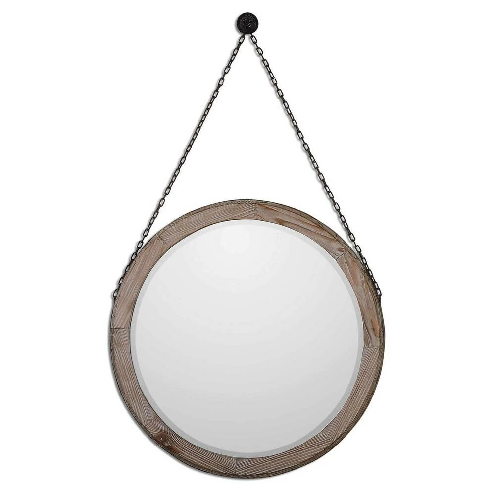 Uttermost Company Loughlin Wood Round Mirror in Rustic Bronze 1 Uttermost Company Loughlin Wood Round Mirror in Rustic Bronze