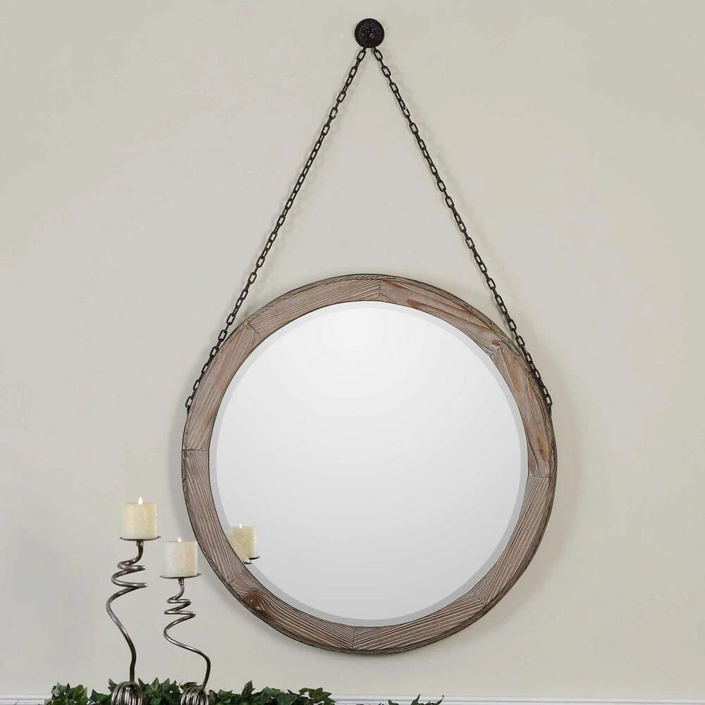 Uttermost Company Loughlin Wood Round Mirror in Rustic Bronze 2 Uttermost Company Loughlin Wood Round Mirror in Rustic Bronze - Image 2