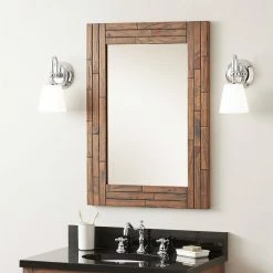 Signature Hardware Ansel 24 in. Rectangular Vanity Mirror in Farmhouse Brown