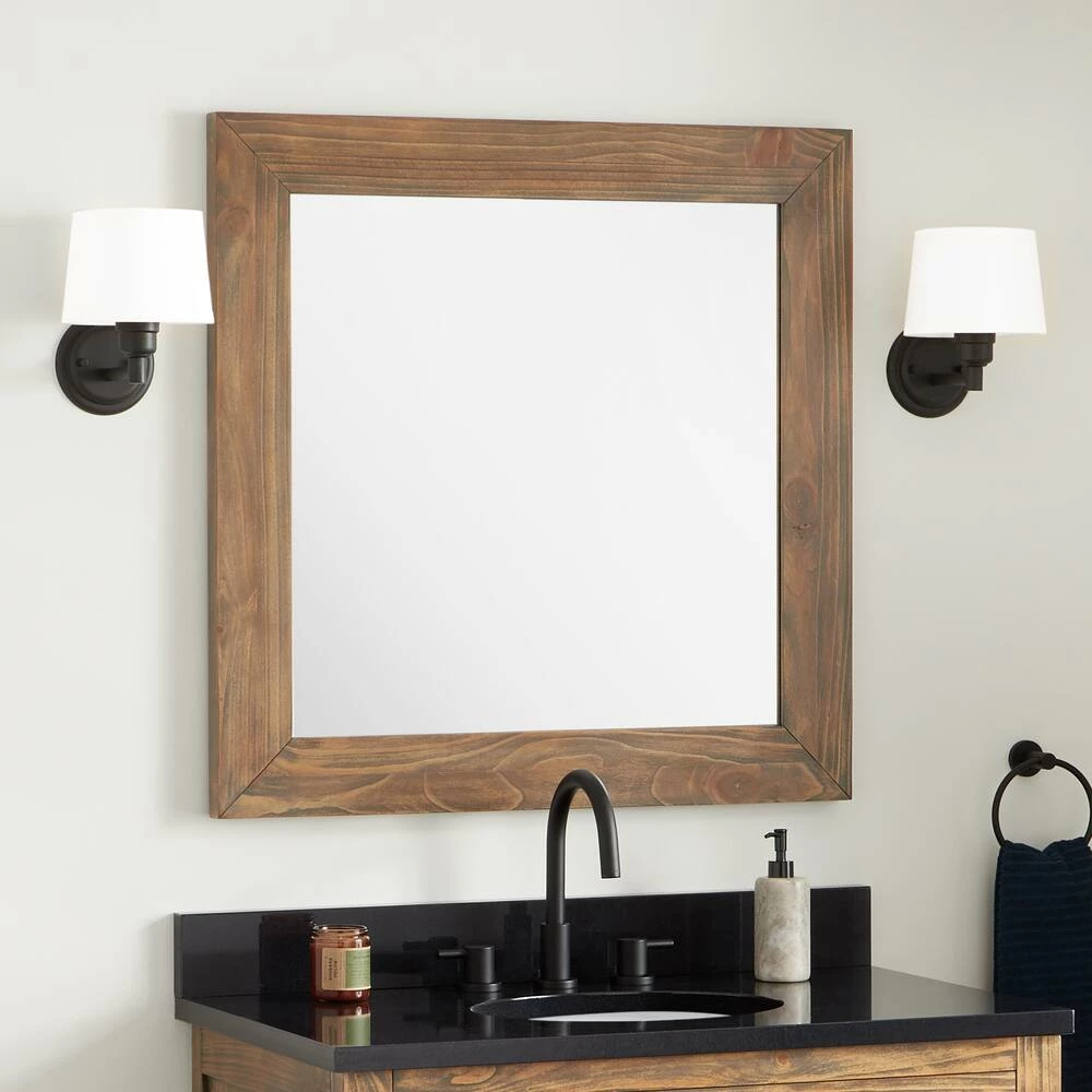 Signature Hardware Maysville 34 in. Square Vanity Mirror in Grey Wash 4 Signature Hardware Maysville 34 in. Square Vanity Mirror in Grey Wash - Image 4