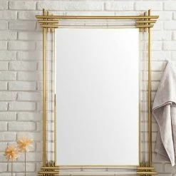James Martin Vanities 35-3/8 in. Rectangular Mirror in Polished Gold -Lotus & Windoware, Inc. Shop Query 1471