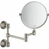 AXOR Montreux 8-7/20 x 12-9/25 in. Wall Mount Lighted Tilt Metal Framed Round Mirror in Brushed Nickel