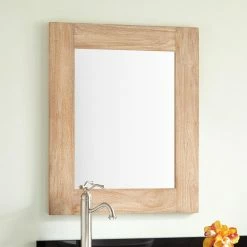 Signature Hardware Bastian 24 in. Teak Vanity Mirror in Whitewash