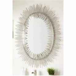 Signature Hardware Malaya 34-1/2 in. Iron Vanity Mirror in Antique Silver