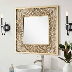 Signature Hardware Emsdale 30 x 30 x 1/2 in. Square Decorative Vanity Mirror in Gold Leaf 11 Signature Hardware Emsdale 30 x 30 x 1/2 in. Square Decorative Vanity Mirror in Gold Leaf -Lotus & Windoware, Inc. Shop Query 1498