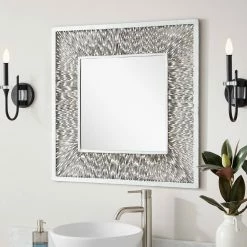 Signature Hardware Emsdale 30 x 30 x 1/2 in. Square Decorative Vanity Mirror in Silver Leaf -Lotus & Windoware, Inc. Shop Query 1503