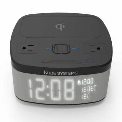 100/240V ABS Multi-Function Audio Alarm Clock with Bluetooth Audio and 2X USB Ports